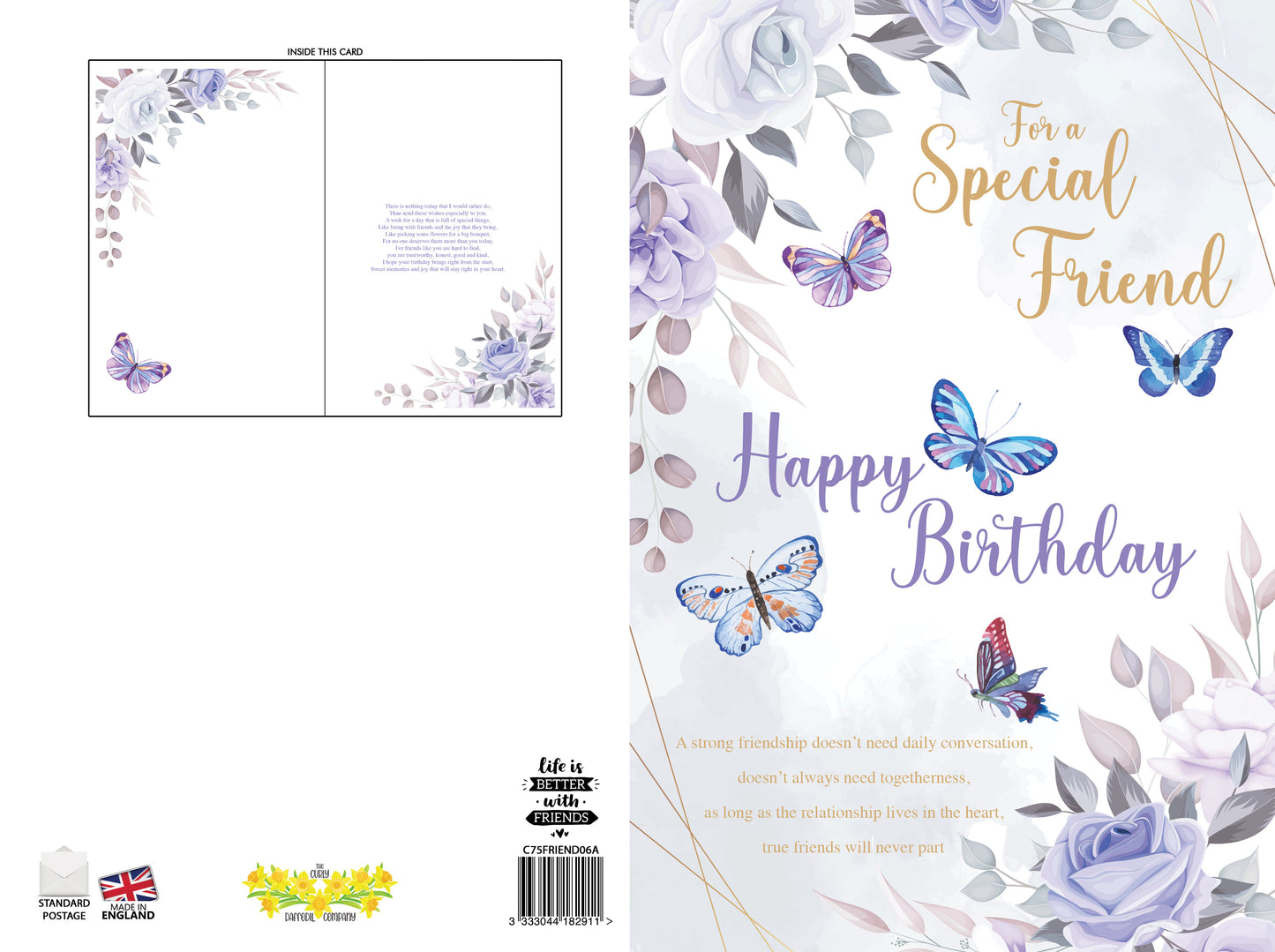 Purple & Gold Floral Butterfly Birthday