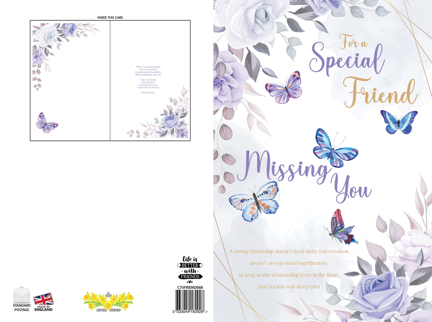 Purple & Gold Floral Butterfly Missing You