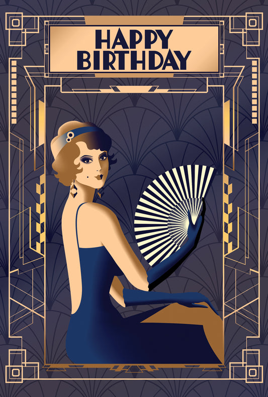 Woman In Blue Art Deco Birthday