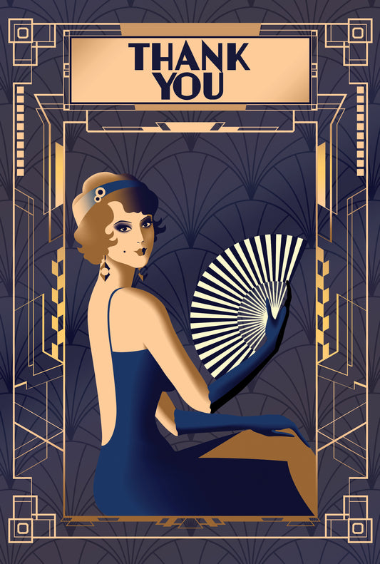 Woman In Blue Art Deco Thank You