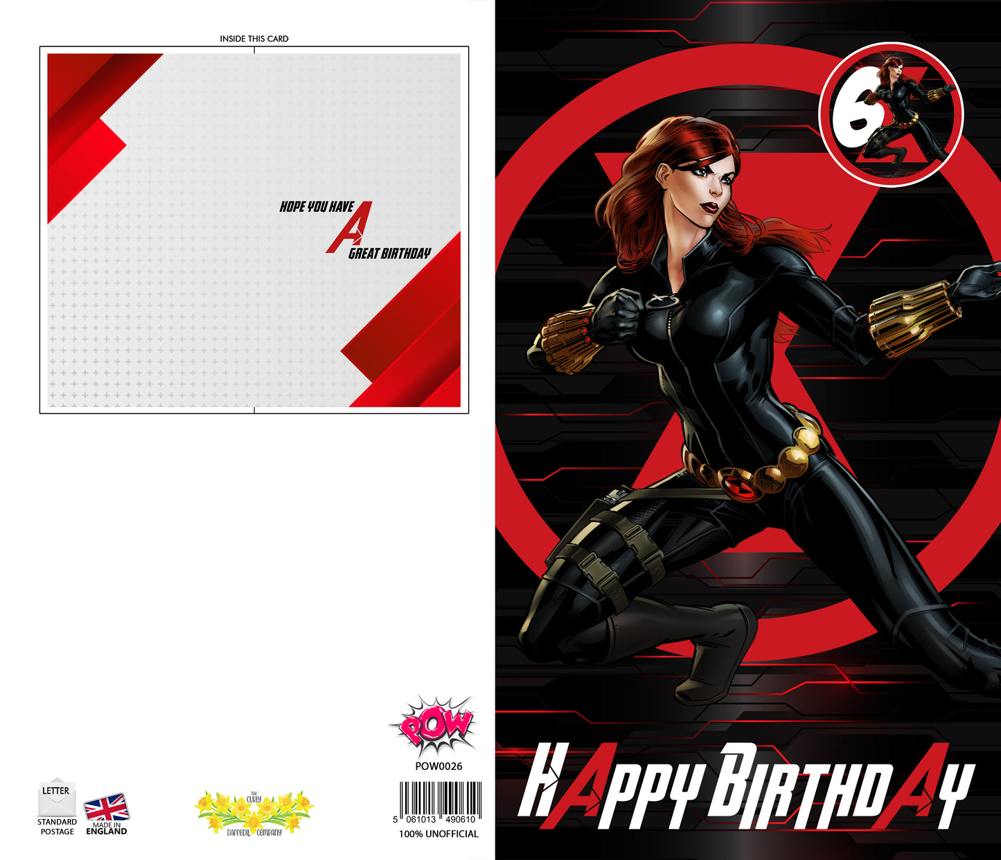 Black Widow Giant Size Birthday Card - Age 6,7,8,9