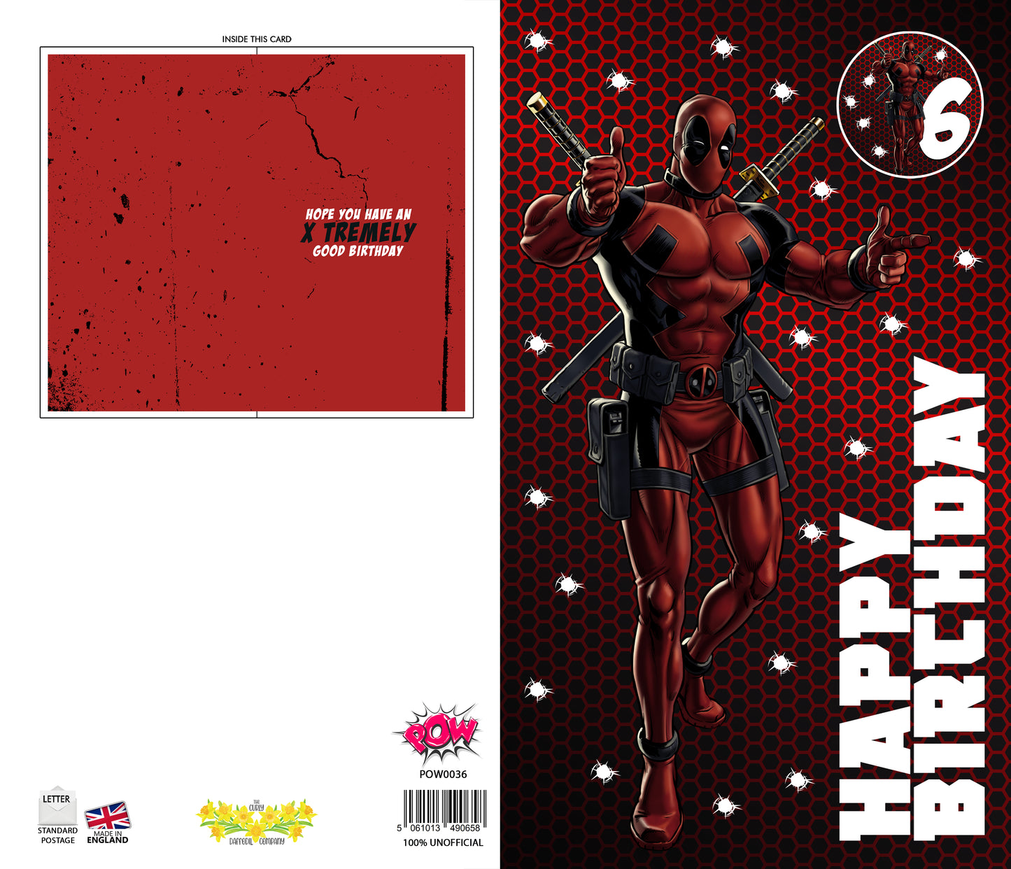 Deadpool Giant Size Birthday Card - Age 6,7,8,9