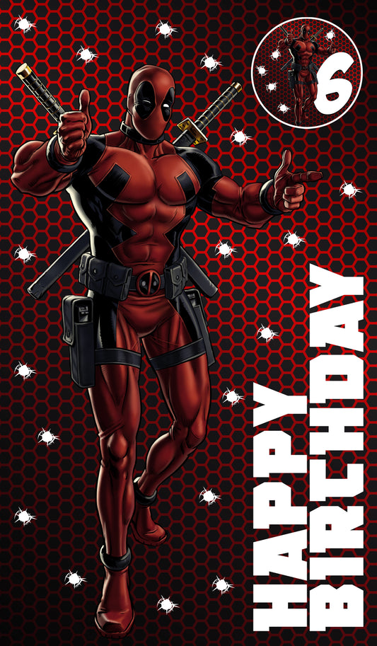 Deadpool Giant Size Birthday Card - Age 6,7,8,9