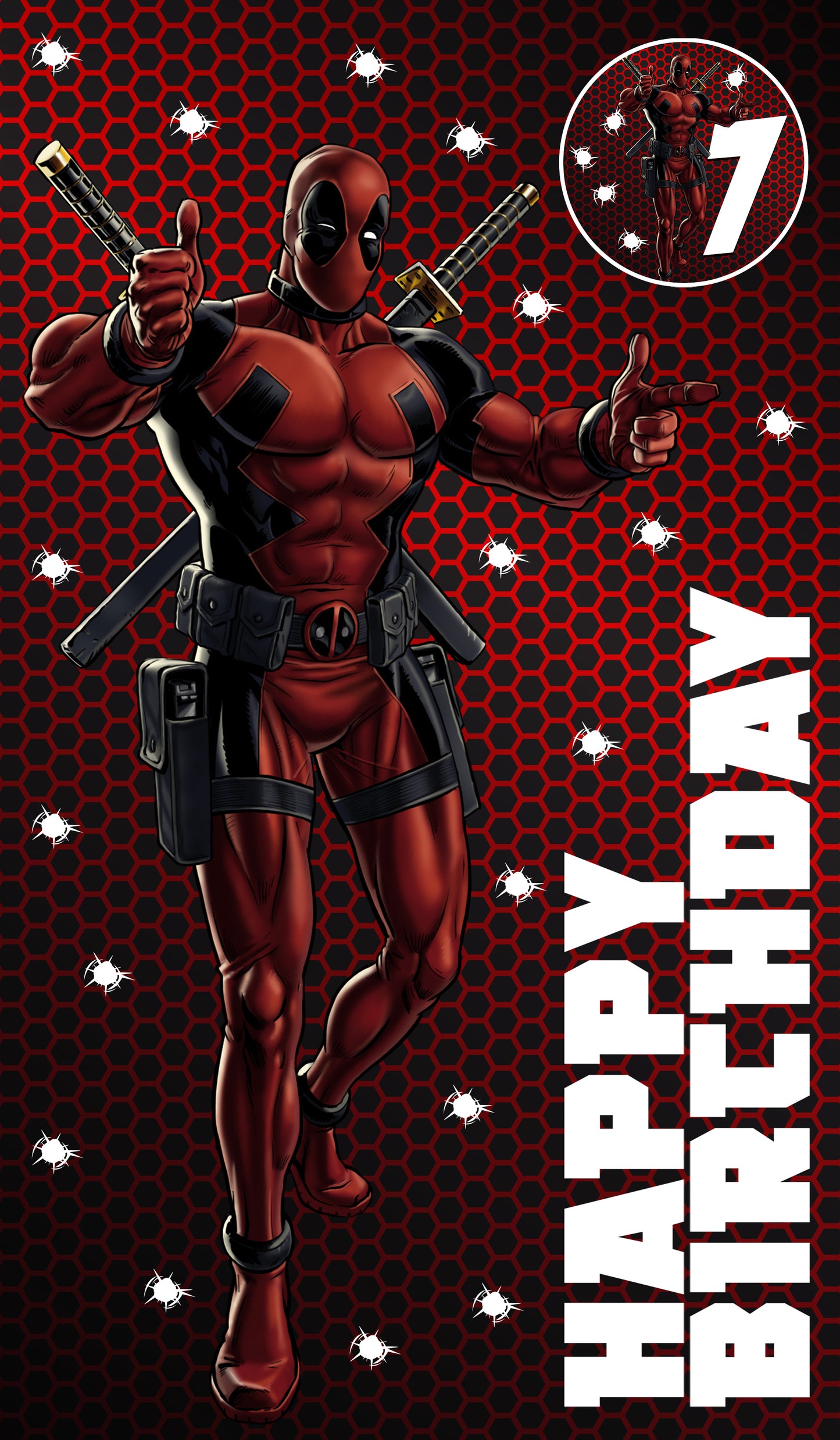 Deadpool Giant Size Birthday Card - Age 6,7,8,9