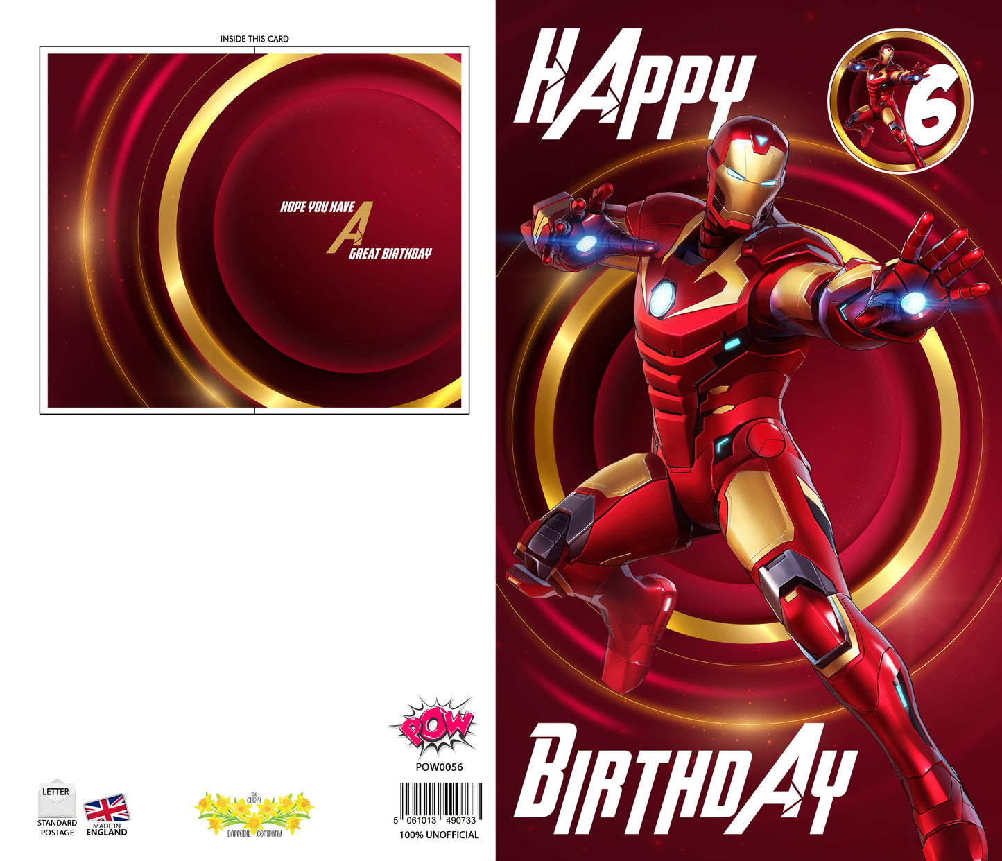 Iron Man Giant Size Birthday Card - Age 6,7,8,9