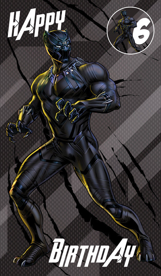 Black Panther Giant Size Birthday Card - Age 6,7,8,9