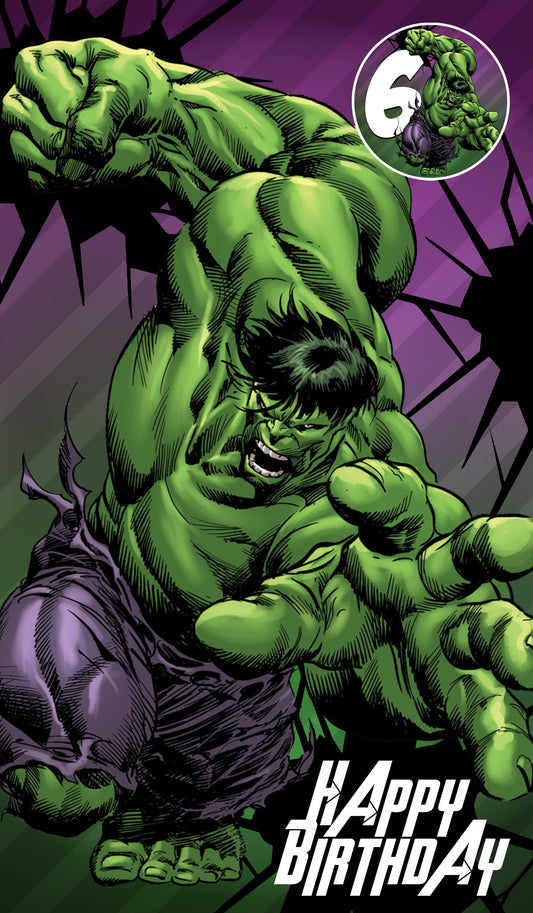 The Hulk Giant Size Birthday Card - Age 6,7,8,9