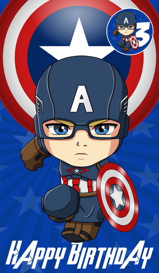 Captain America Giant Size Birthday Card - Age 3,4,5