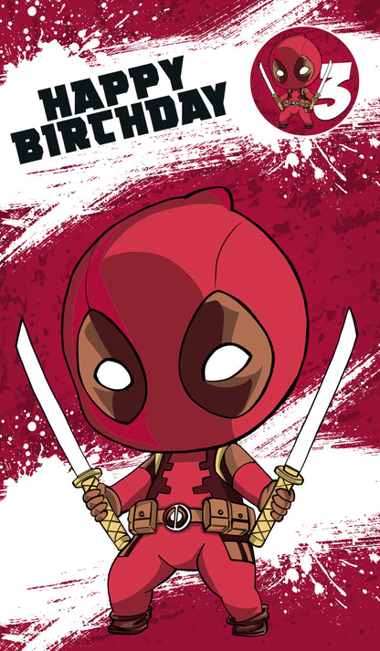 Deadpool Giant Size Birthday Card - Age 3,4,5