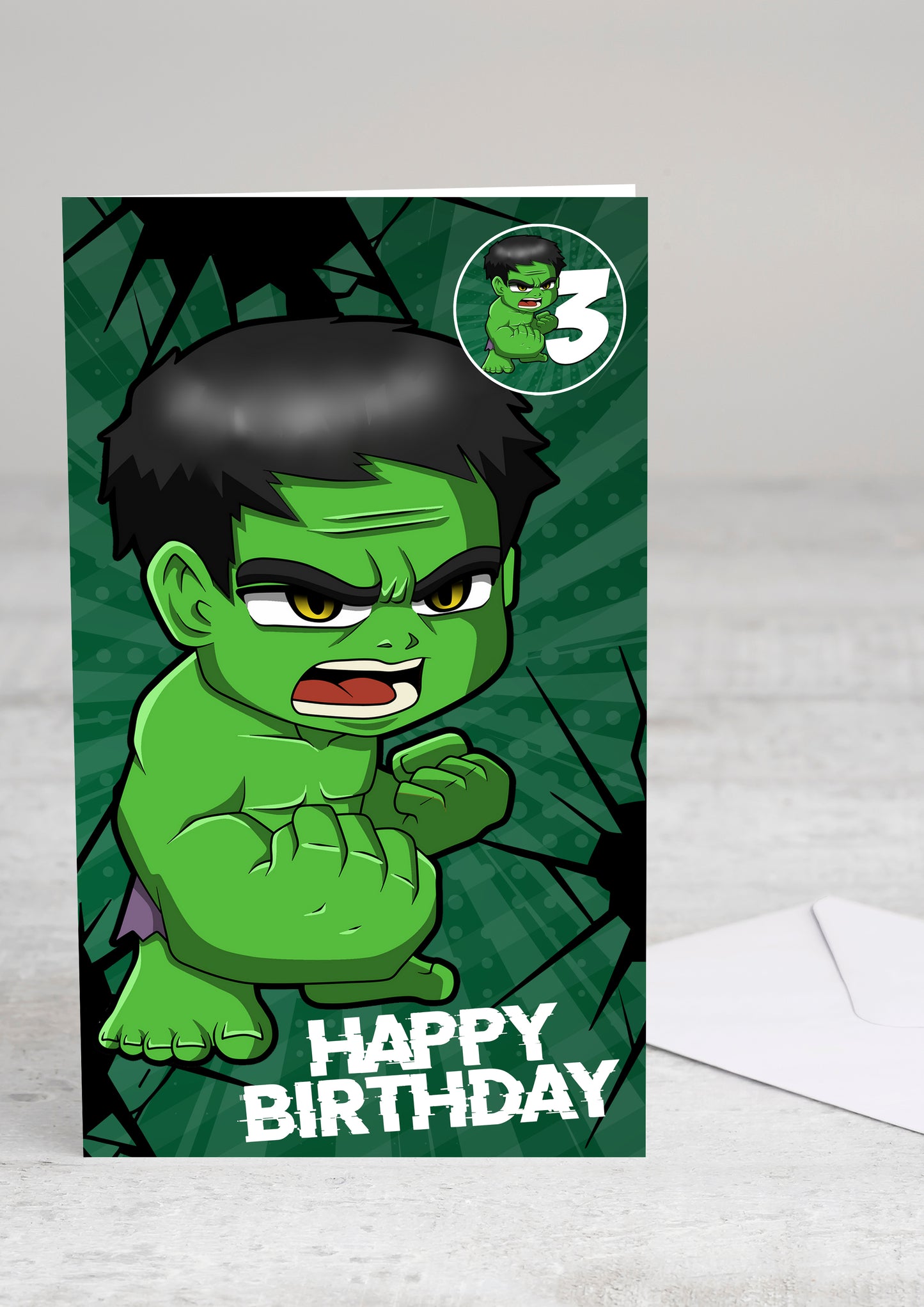 The Hulk Giant Size Birthday Card - Age 3,4,5