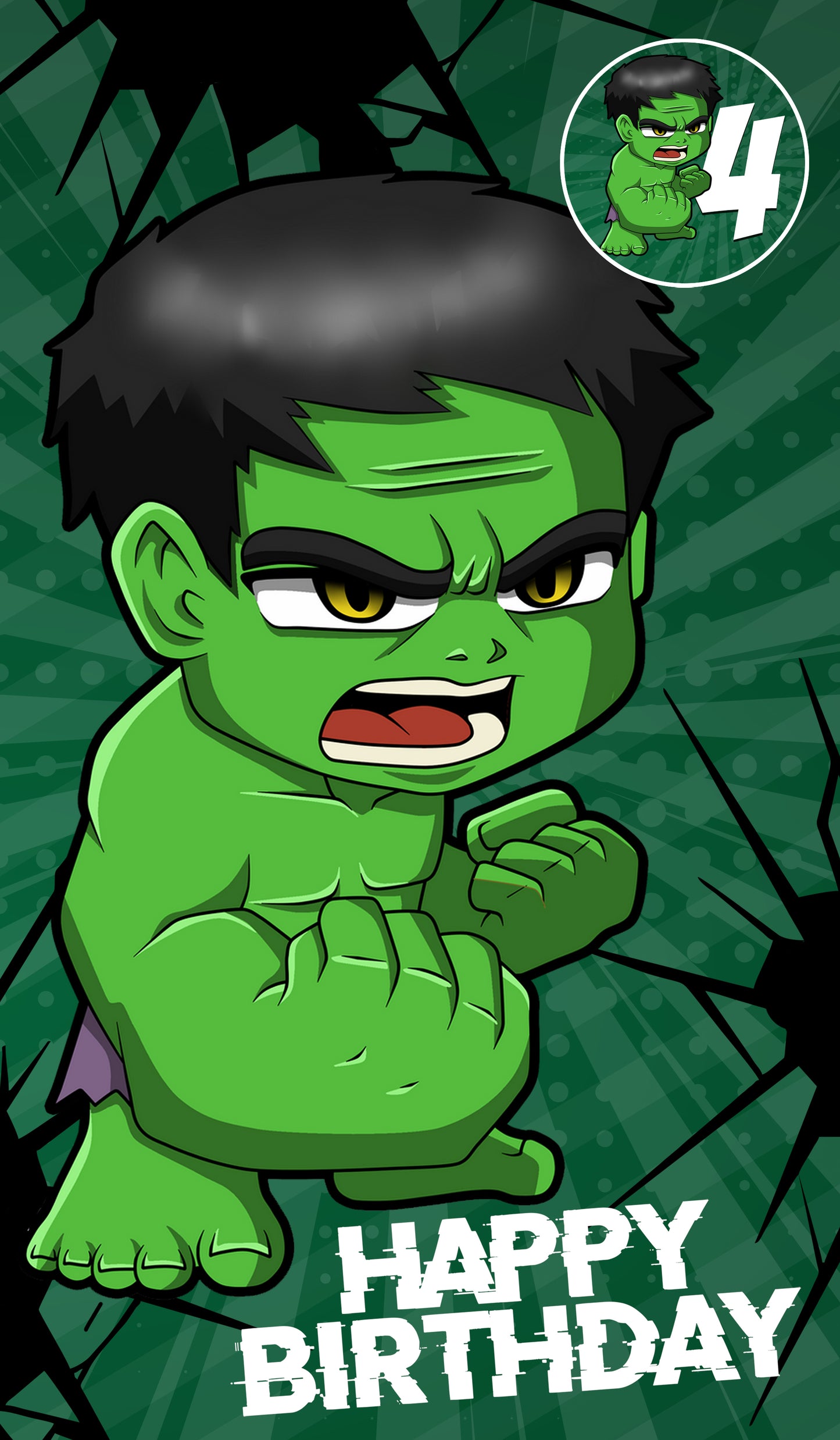 The Hulk Giant Size Birthday Card - Age 3,4,5