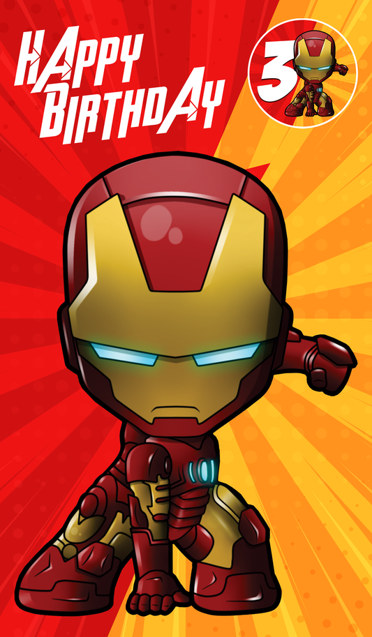 Iron Man Giant Size Birthday Card - Age 3,4,5