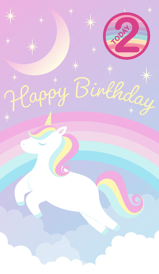 Unicorn Giant Size Birthday Card - Age 2