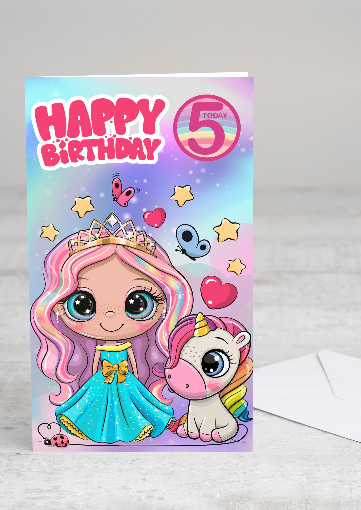 Unicorn Giant Size Birthday Card - Age 5