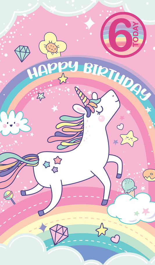 Unicorn Giant Size Birthday Card - Age 6