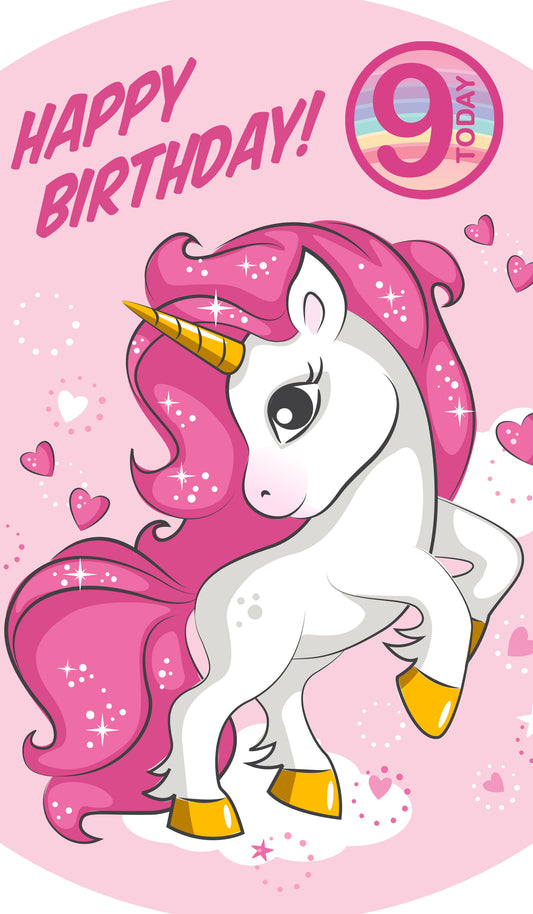 Unicorn Giant Size Birthday Card - Age 9